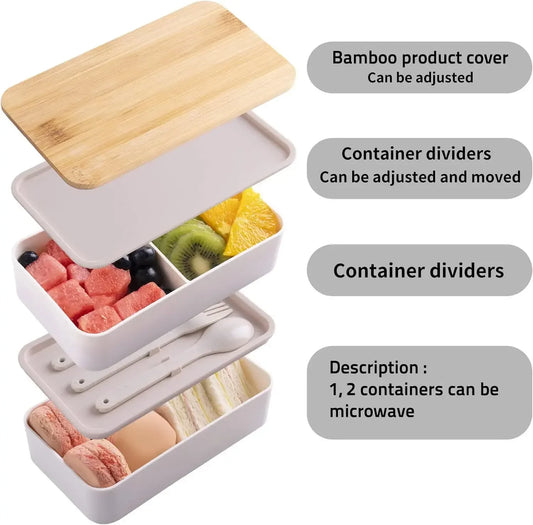 2-Tier Bento Lunch Box with Cutlery