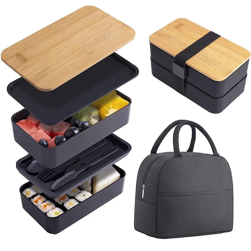 2-Tier Bento Lunch Box with Cutlery