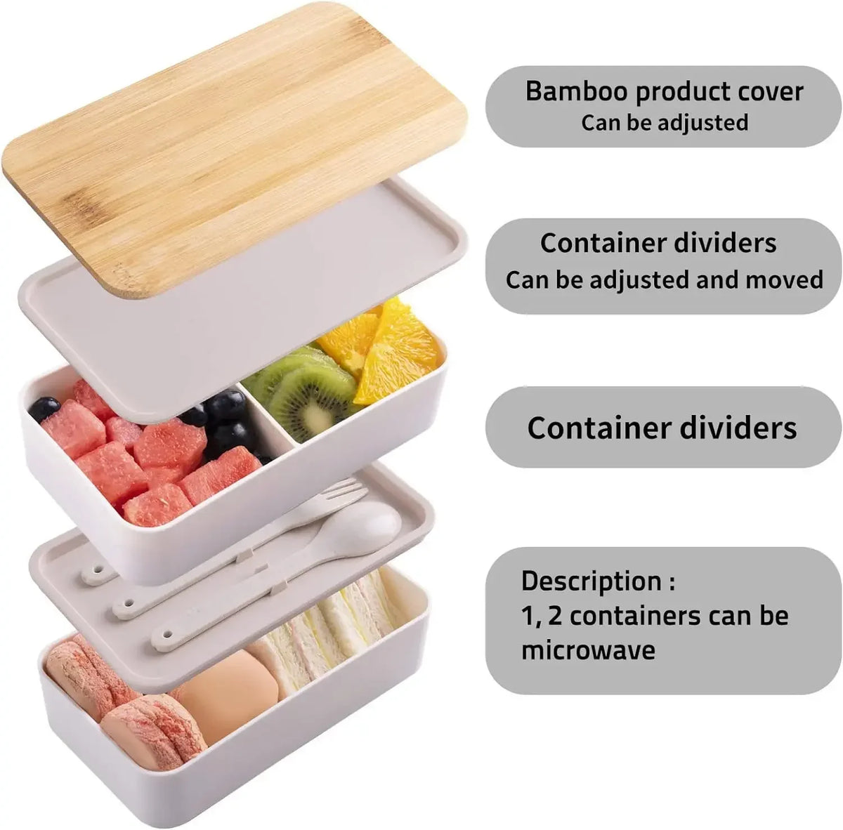 2-Tier Bento Lunch Box with Cutlery