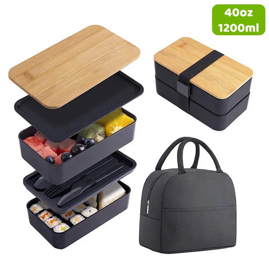 2-Tier Bento Lunch Box with Cutlery