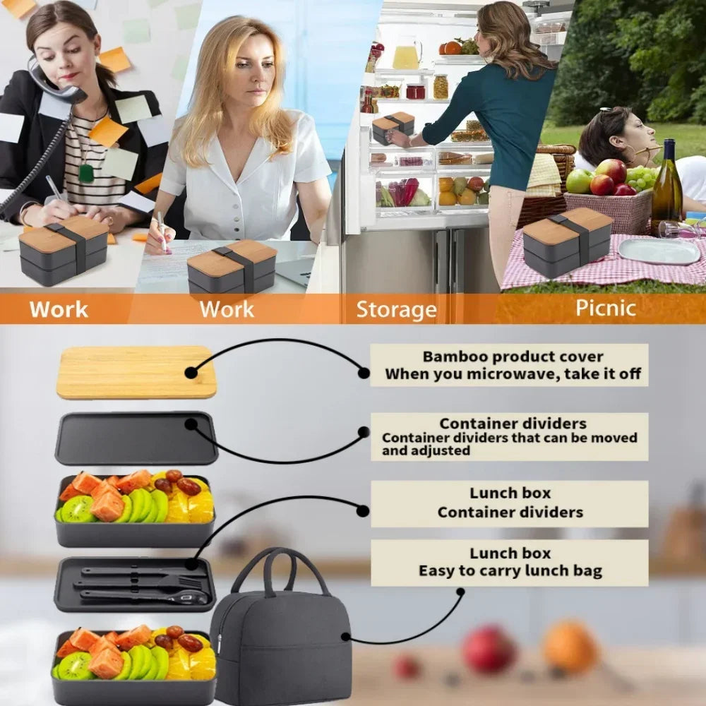 2-Tier Bento Lunch Box with Cutlery