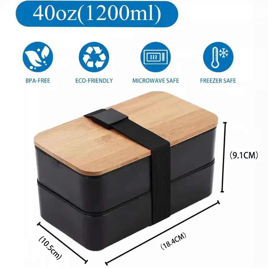 2-Tier Bento Lunch Box with Cutlery