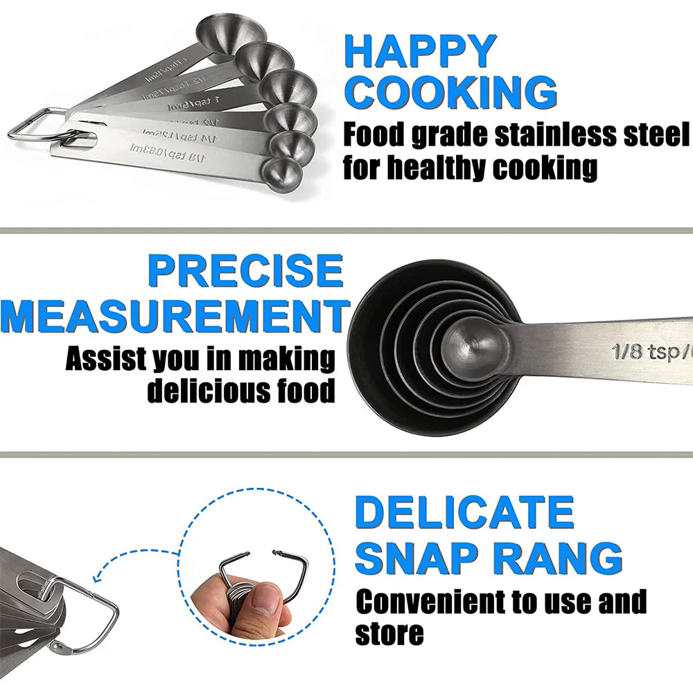 6-Piece Stainless Steel Measuring Spoon Set