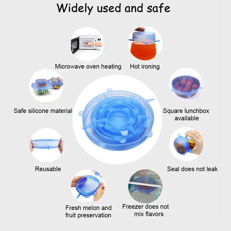 6-Piece Reusable Silicone Stretch Lids
