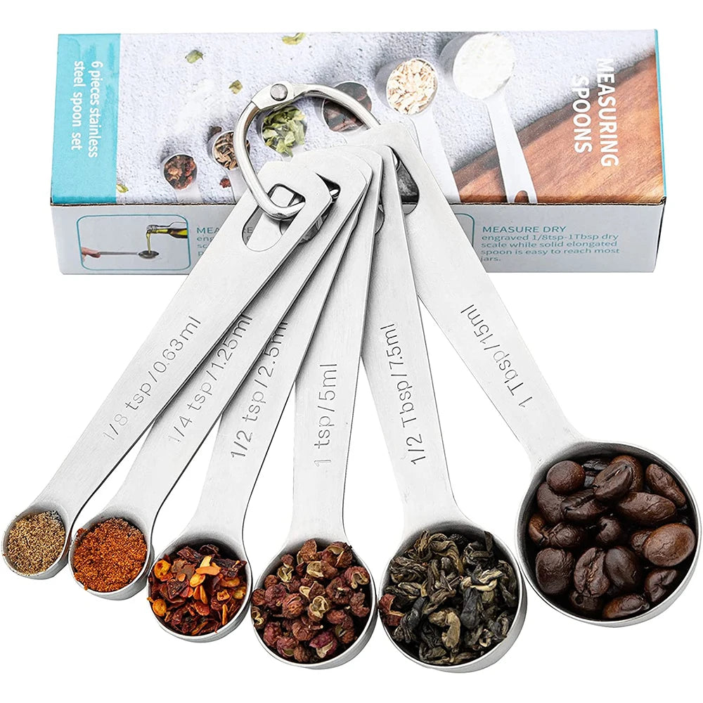 6-Piece Stainless Steel Measuring Spoon Set