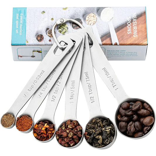 6-Piece Stainless Steel Measuring Spoon Set