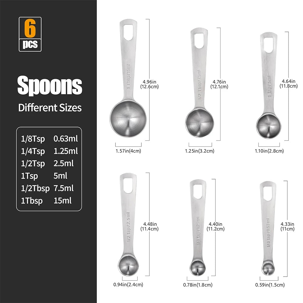 6-Piece Stainless Steel Measuring Spoon Set