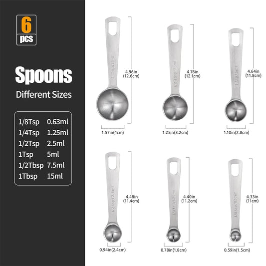 6-Piece Stainless Steel Measuring Spoon Set