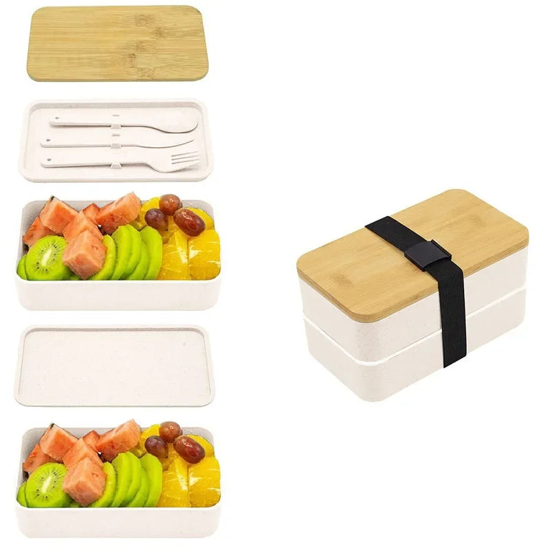2-Tier Bento Lunch Box with Cutlery