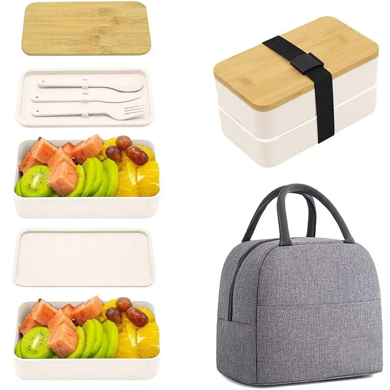 2-Tier Bento Lunch Box with Cutlery