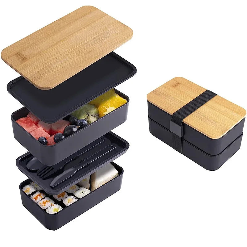 2-Tier Bento Lunch Box with Cutlery