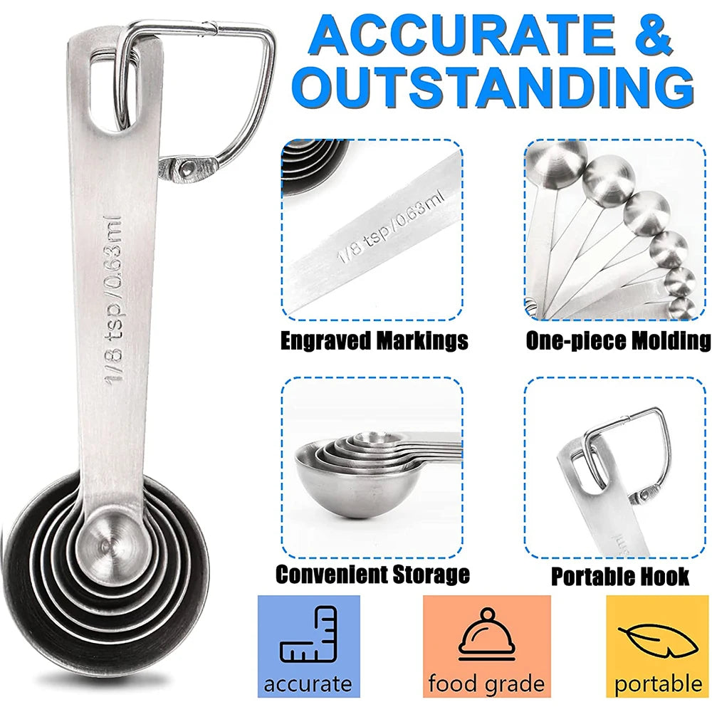 6-Piece Stainless Steel Measuring Spoon Set